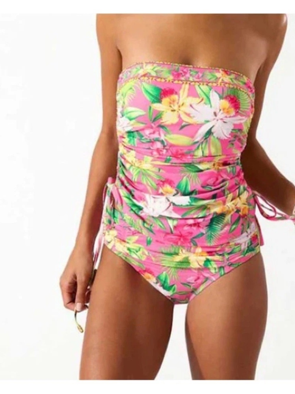NWT Tommy Bahama Pink Tropical Floral Strapless Tankini - Top Only!